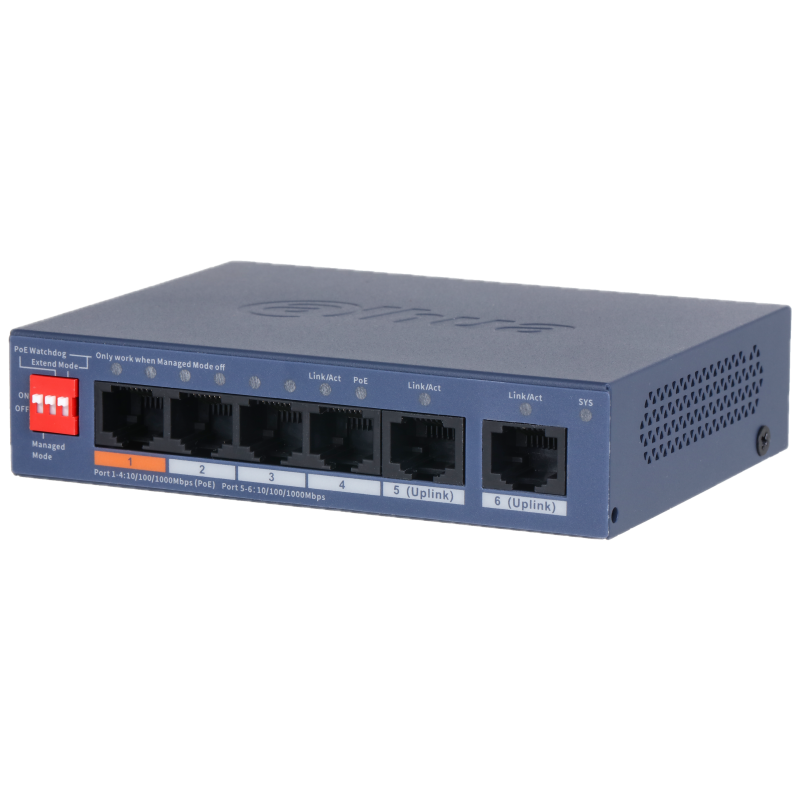 DAHUA 6-PORT CLOUD MANAGED DESKTOP GIGABIT SWITCH WITH 4-PORT POE